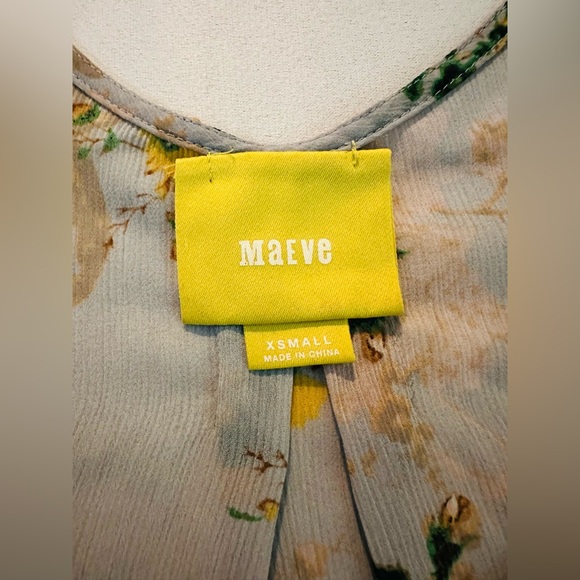 MAEVE ANTHROPOLOGIE MAGDA Blouse Sz. XS Sleeveless Floral Asymmetrical Ruffles. - Picture 9 of 12